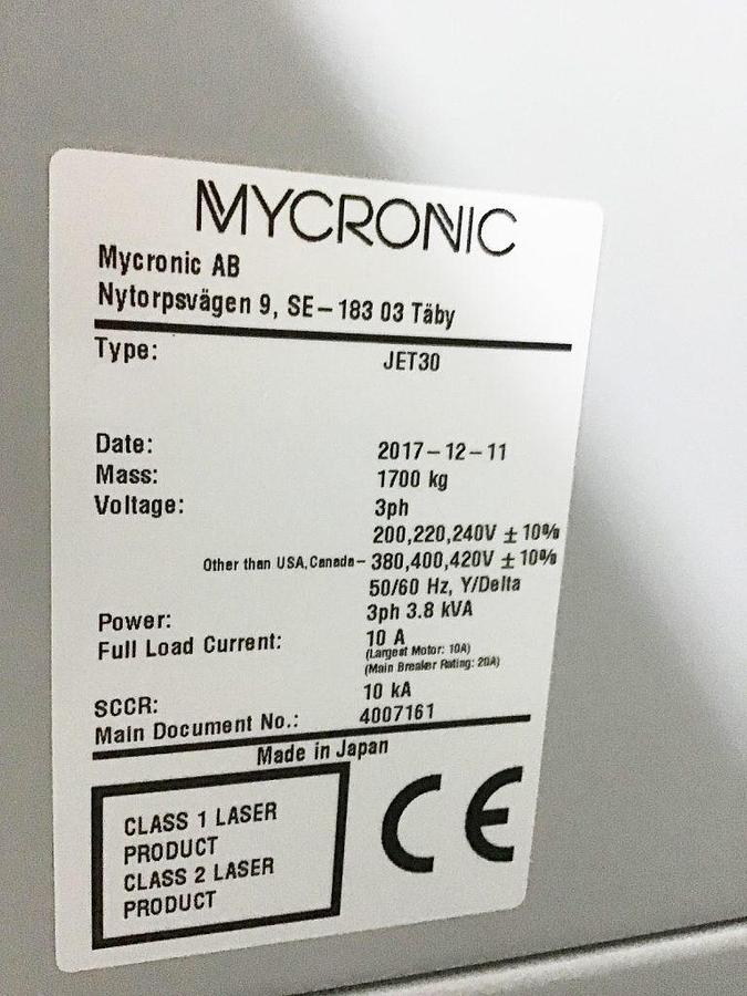 Used (SOLD) 2017 Mycronic MY700 JX Jet 30 Solder Paste Printer