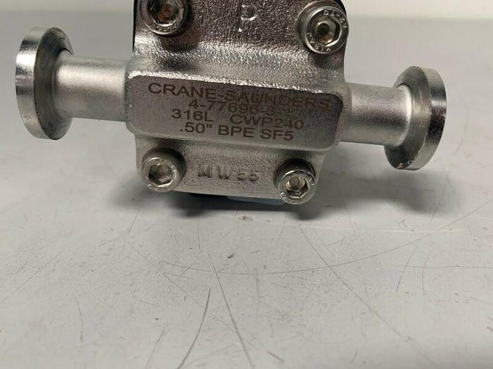 Used Crane-Saunders 4-77696-3-1 Stainless Steel .5" Diaphragm Valve