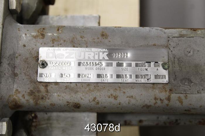 Used Dezurik 4" Hand Operated Knife Gate Valve #43078