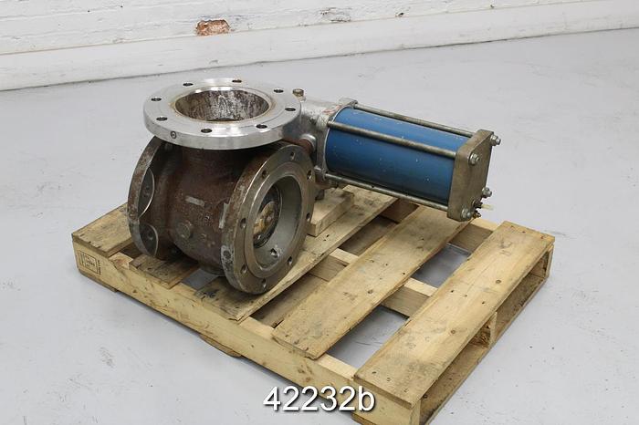 Used Jamesbury 8" 3-Way V-Ball Valve, CF8M Body #42232