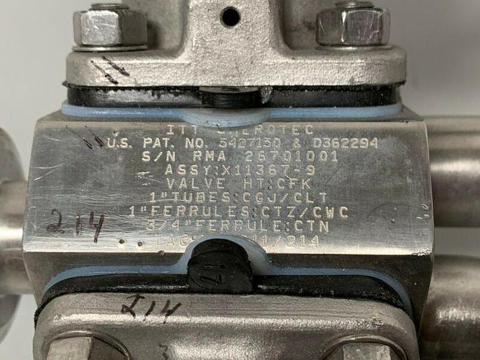 Used 2 ITT Sherotec 4-way Stainless Steel Valve w/ Position Monitors & 1"/2" Fittings