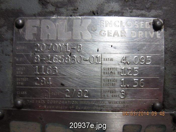 Used Falk 2070Y1B Gearbox, 4.095/1 Ratio, Parallel Shaft #20937