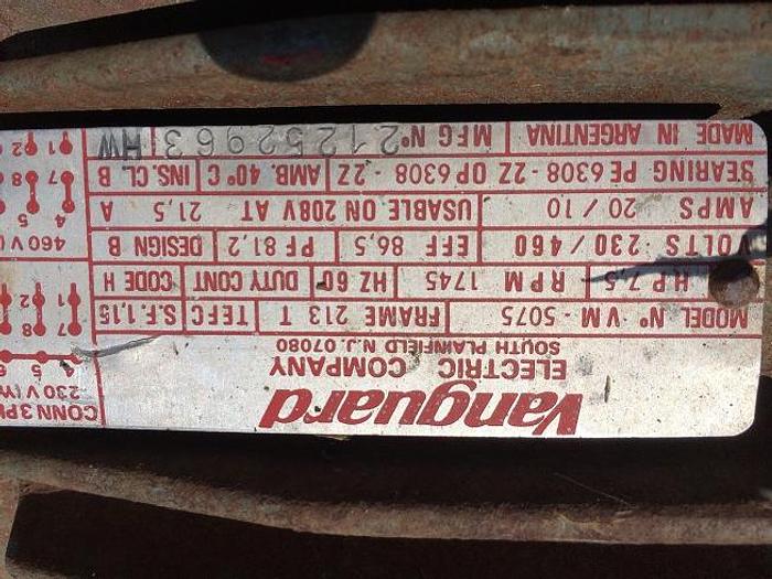 Used Used Vanguard 7.5 HP 3/60/208-230/460 volt motor