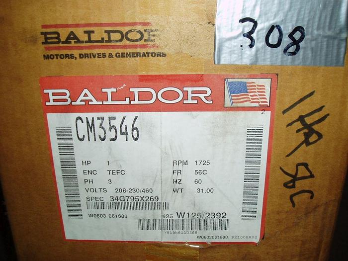 Used Motor, 1 HP, Baldor, 1725 RPM Out, 208-230/460V #S743672