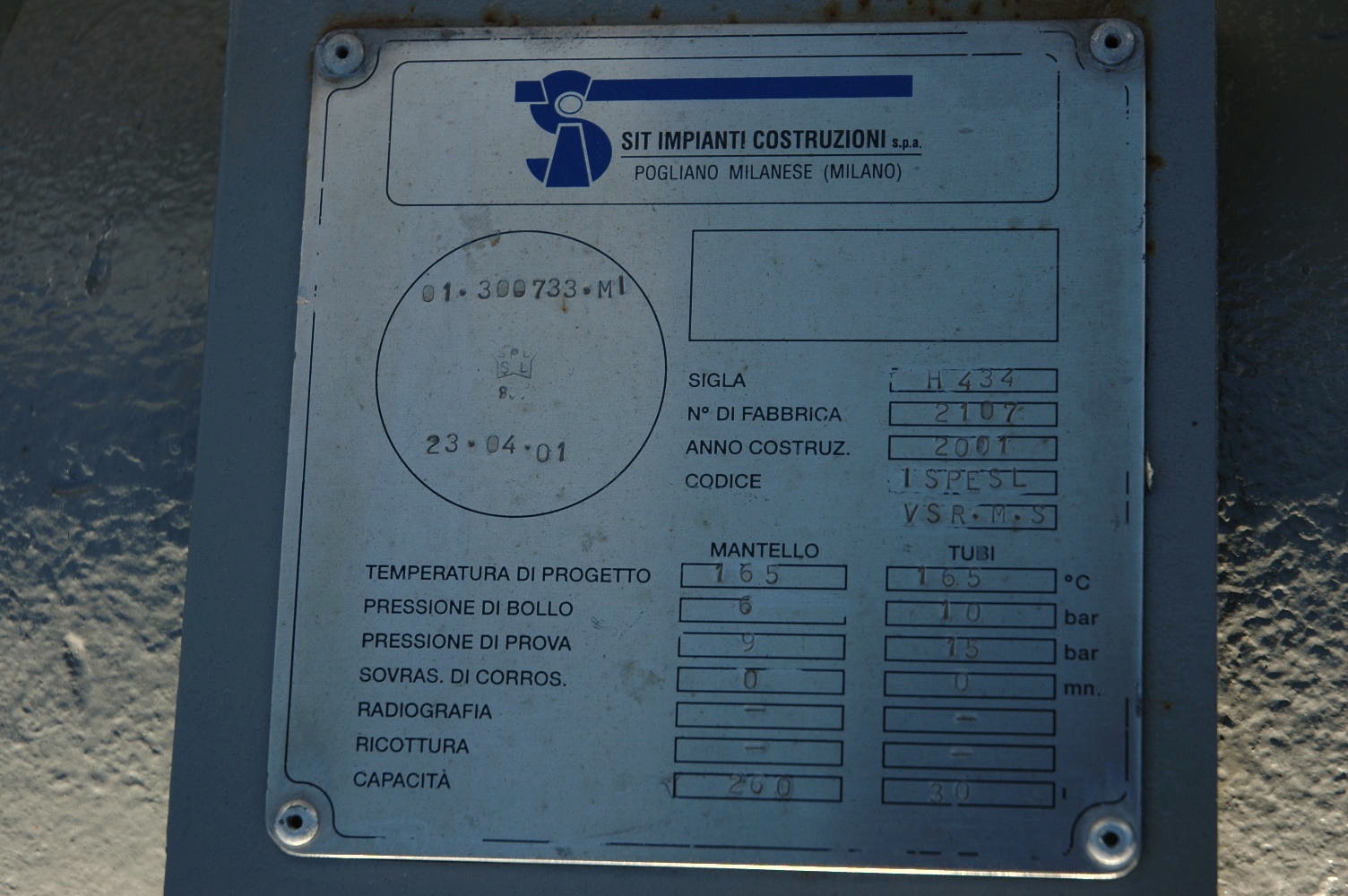 Used SIT IMPIANTI heat exchanger of 12.8 square meters