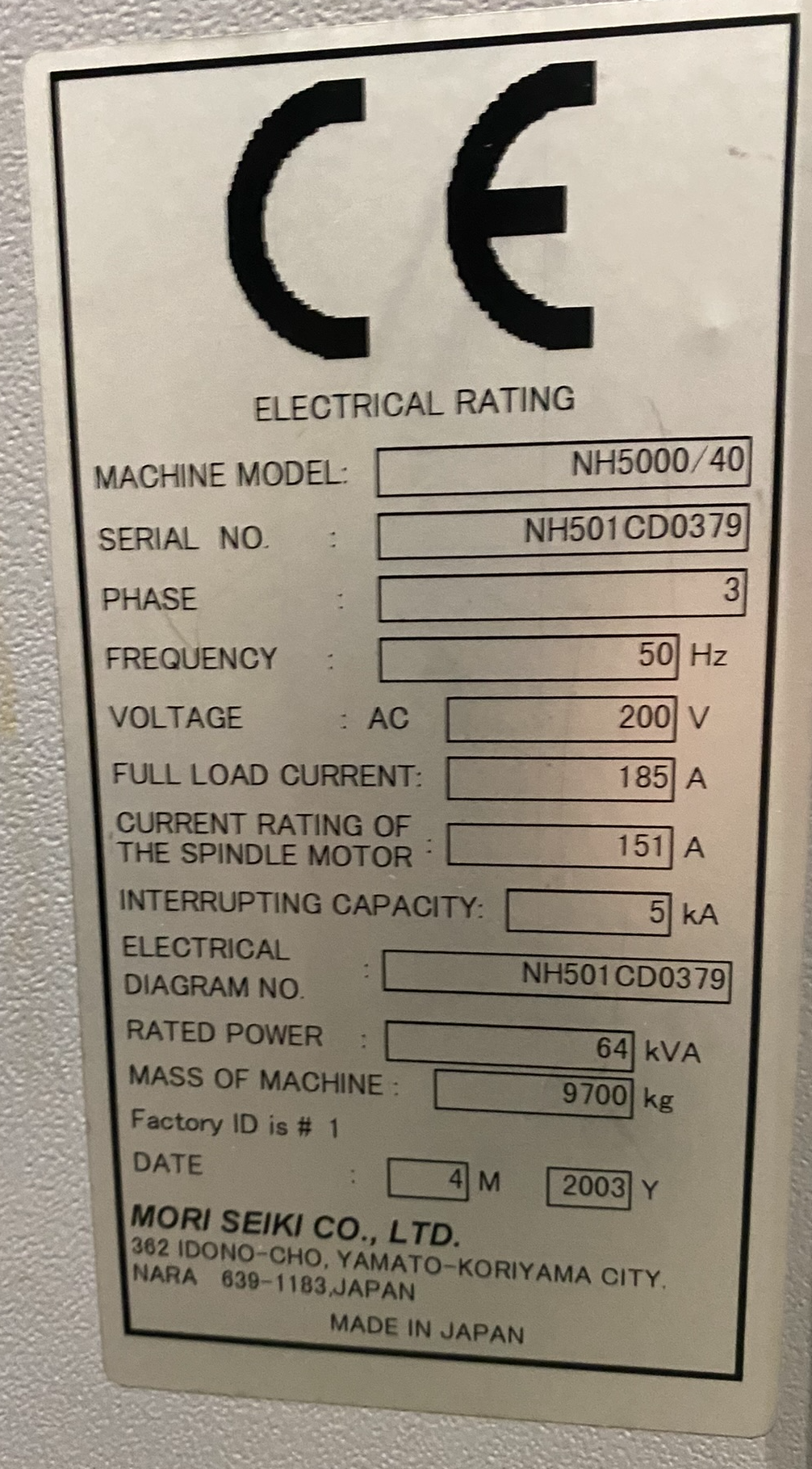 Usato 2003 Mori Seiki NH-5000/40