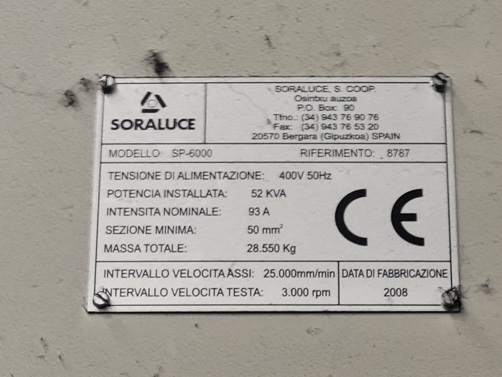 Usato 2008 SORALUCE SP-6000
