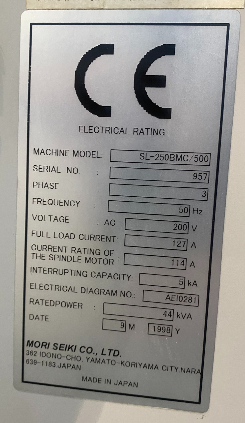 Usato 1998 Mori Seiki SL-250BMC/500