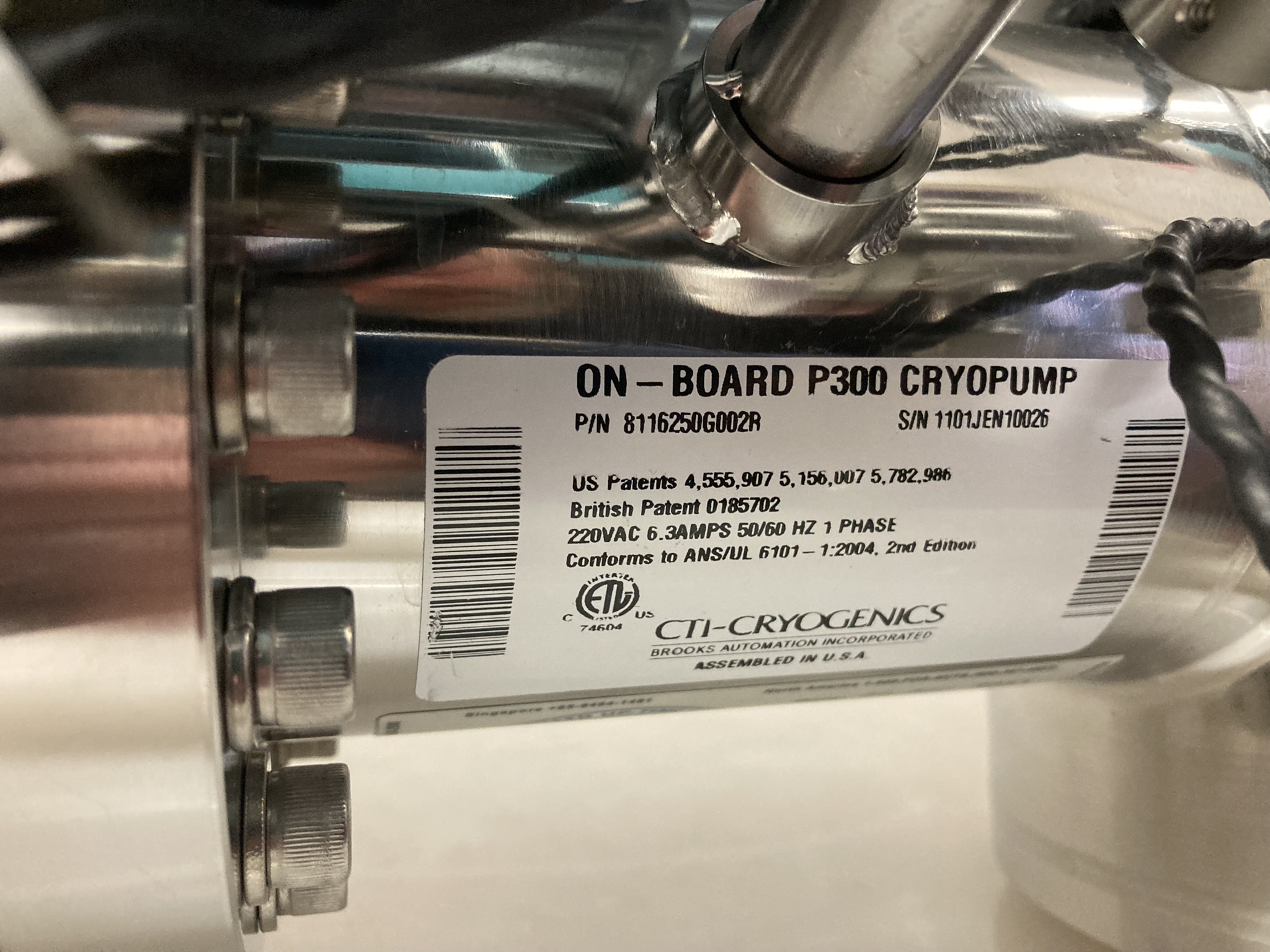 Used CTI-CRYOGENICS 8116250G002R CRYO WITH CHEVRON