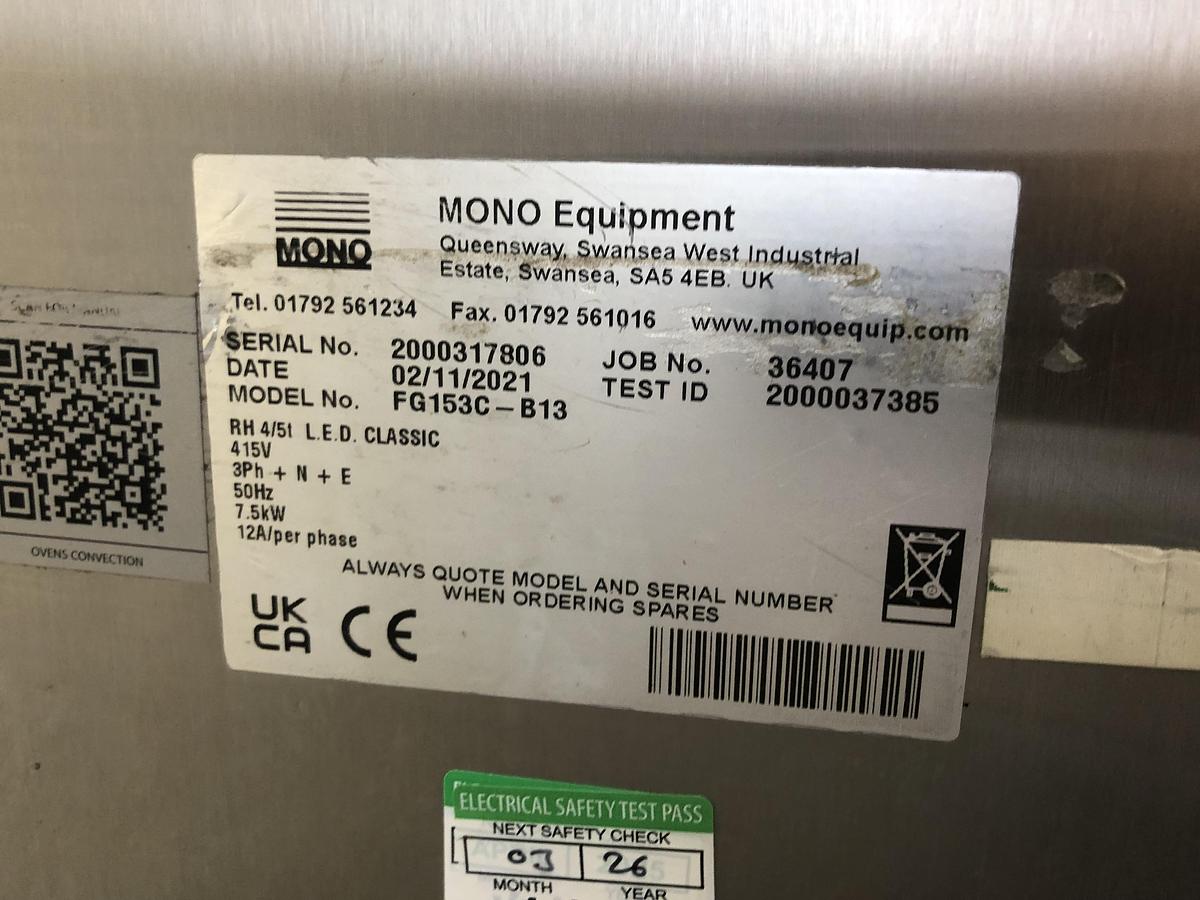 Used Mono Double 40cm x 60cm 5 Tray Bake Off Ovens