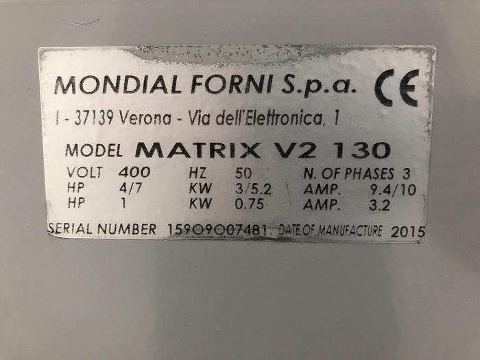 Used Mondial Forni Matrix V2 130, 130kg (dough capacity) Spiral Mixer, 2 speed, 2 timers