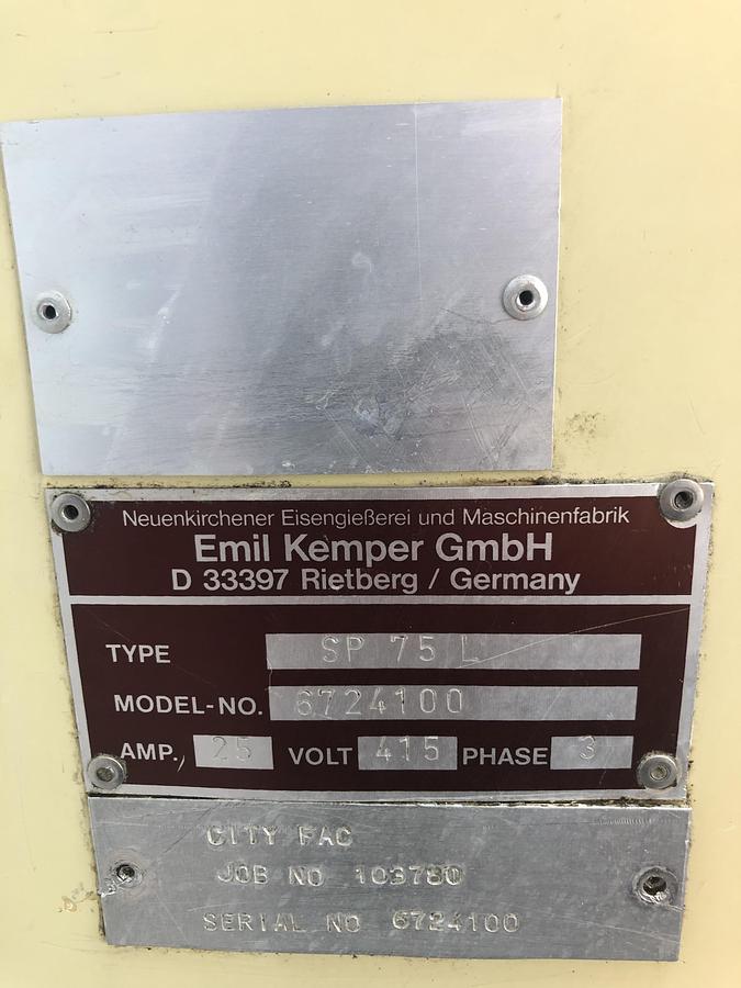 Used Kemper SP75, 120kg (dough capacity) Spiral Mixer, 2 speed, 2 timers