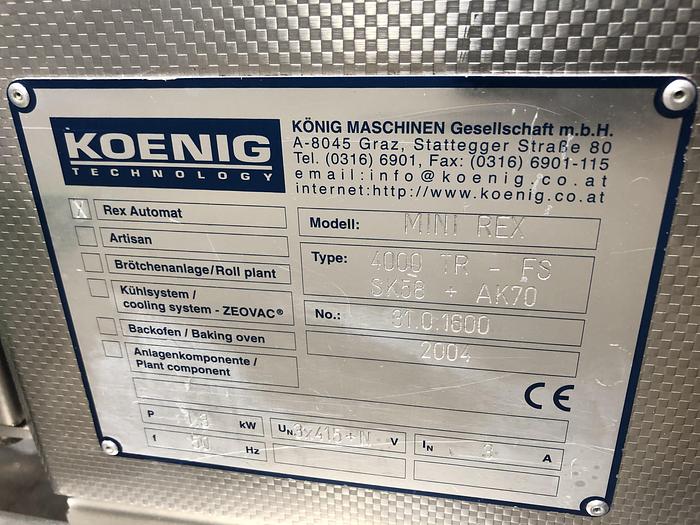 Used Konig Mini Rex 4000, 2 pocket roll plant with forming station, refurbished with new belts