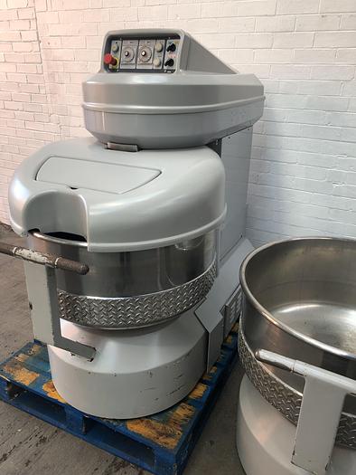 Used Mondial Forni ISE 120, 120kg (dough capacity) Spiral Mixer, 2 speed, 2 timers, supplied with 2 removable bowls