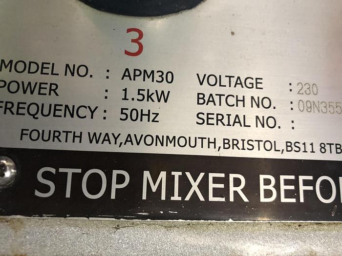 Used Aplollo APM 30Ltr Planetary Mixer