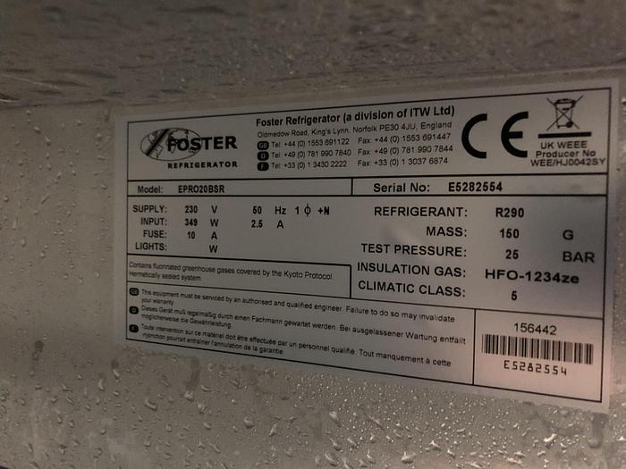 Used Fosters fridge, To take 18" x 30" Tray Size