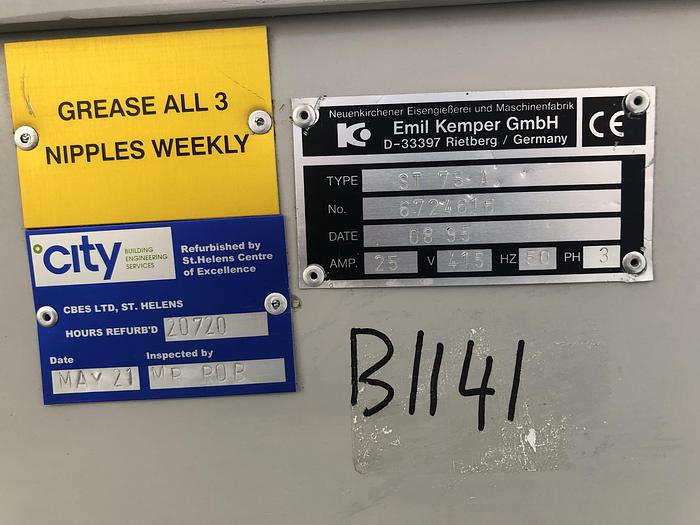 Used Kemper ST 75 A Removable Bowl Spiral Mixer