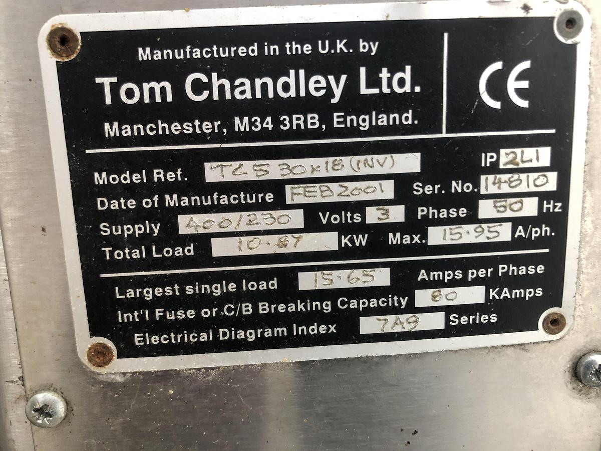 Used Tom Chandley Compatca TC5 (18" x 30" Tray size) Bake off Oven