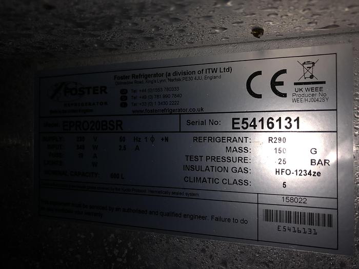 Used Fosters fridge, To take 18" x 30" Tray Size