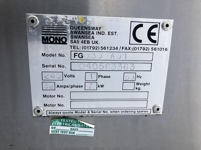 Used Mono Doughnut Float Fryer with manual turnover device,