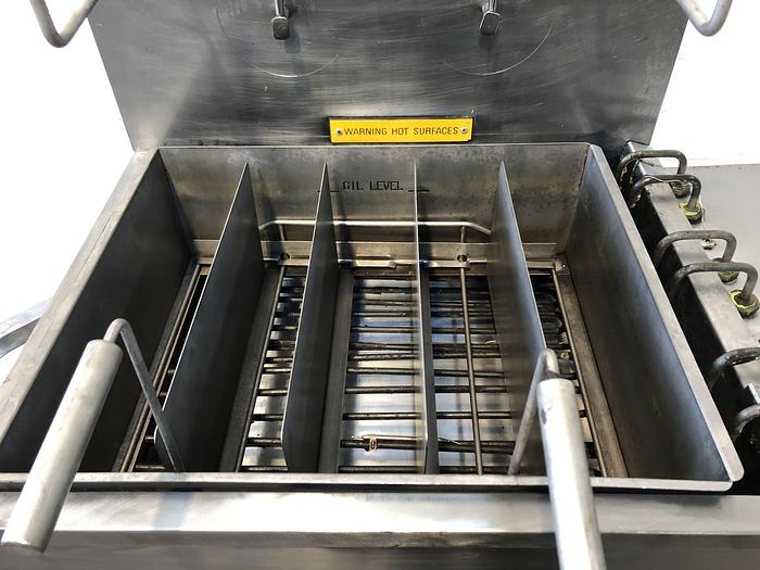 Used Mono Doughnut Float Fryer with manual turnover device,