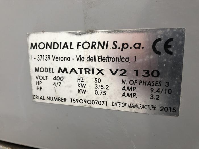 Used Mondial Forni Matrix V2 130, 130kg (dough capacity) Spiral Mixer, 2 speed, 2 timers