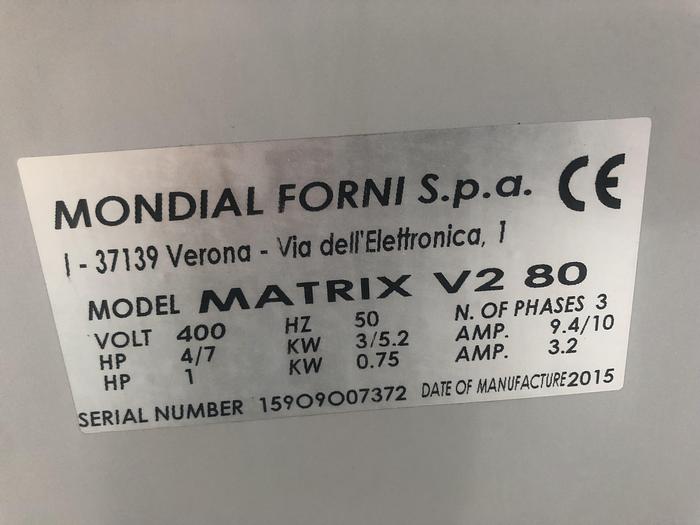 Used Mondial Forni Matrix V2 80, 80kg (dough capacity) Spiral Mixer, 2 speed, 2 timers