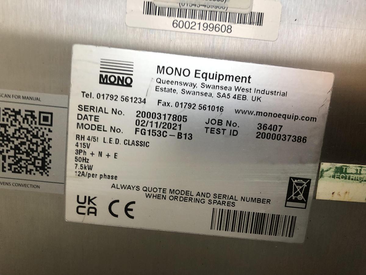 Used Mono Double 40cm x 60cm 5 Tray Bake Off Ovens