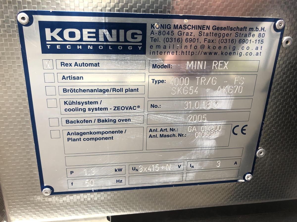 Refurbished Konig Mini Rex 4000, 2 Pocket Roll Plant with forming station, fully remanufactured, like new