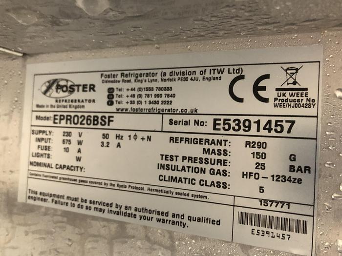 Used Fosters Freezer to take 18" x 30" Runners