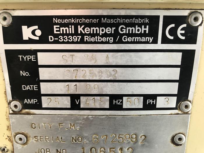 Used Kemper ST 75 A Removable Bowl Spiral Mixer