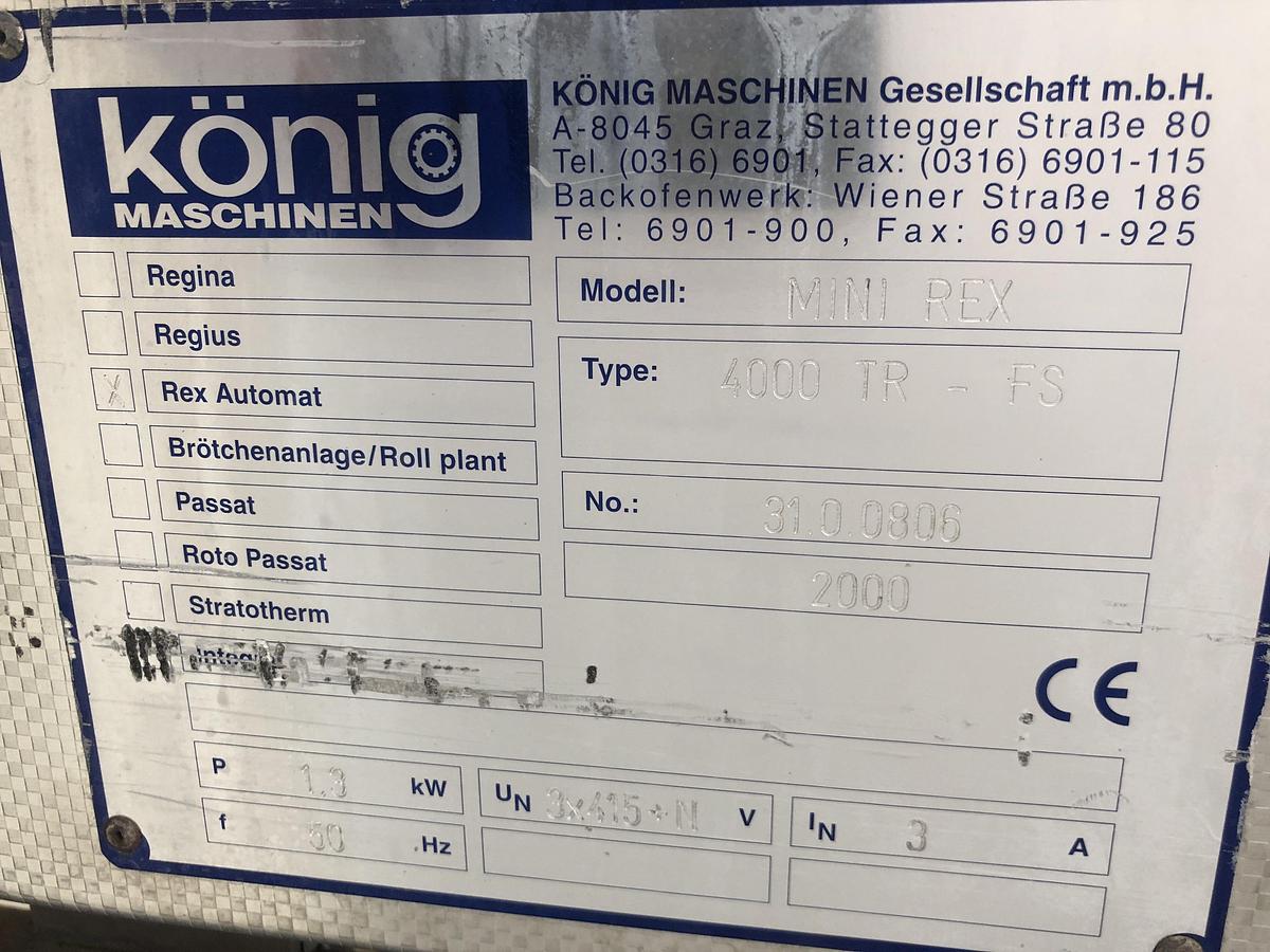 Used Konig Mini Rex 4000, 2 pocket roll plant with forming station, fully refurbished with new belts