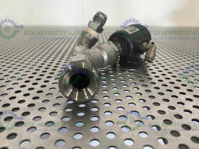 Used Burkert  00462610 Solenoid Valve 1/2 PTFE w/ Threaded to 1/2" NPT Fitting 145 PSI