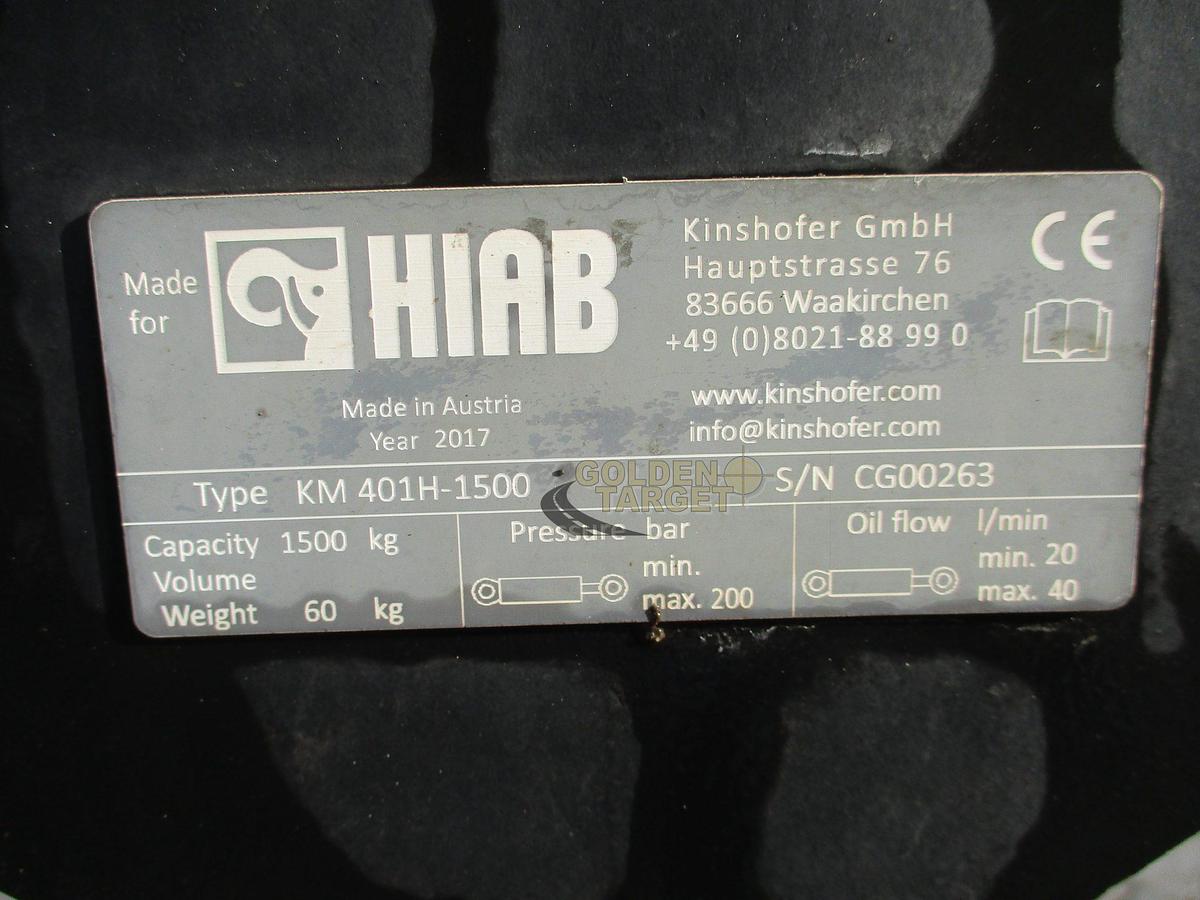 Used KINSHOFER KM401H-1500 Pallet Fork Clamp 2017