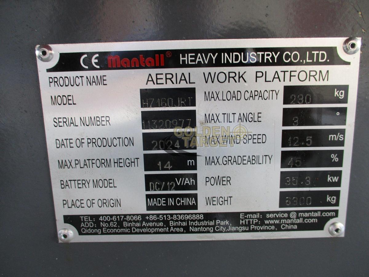 Mantall HZ160JRT Articulated Boom Lift 2024