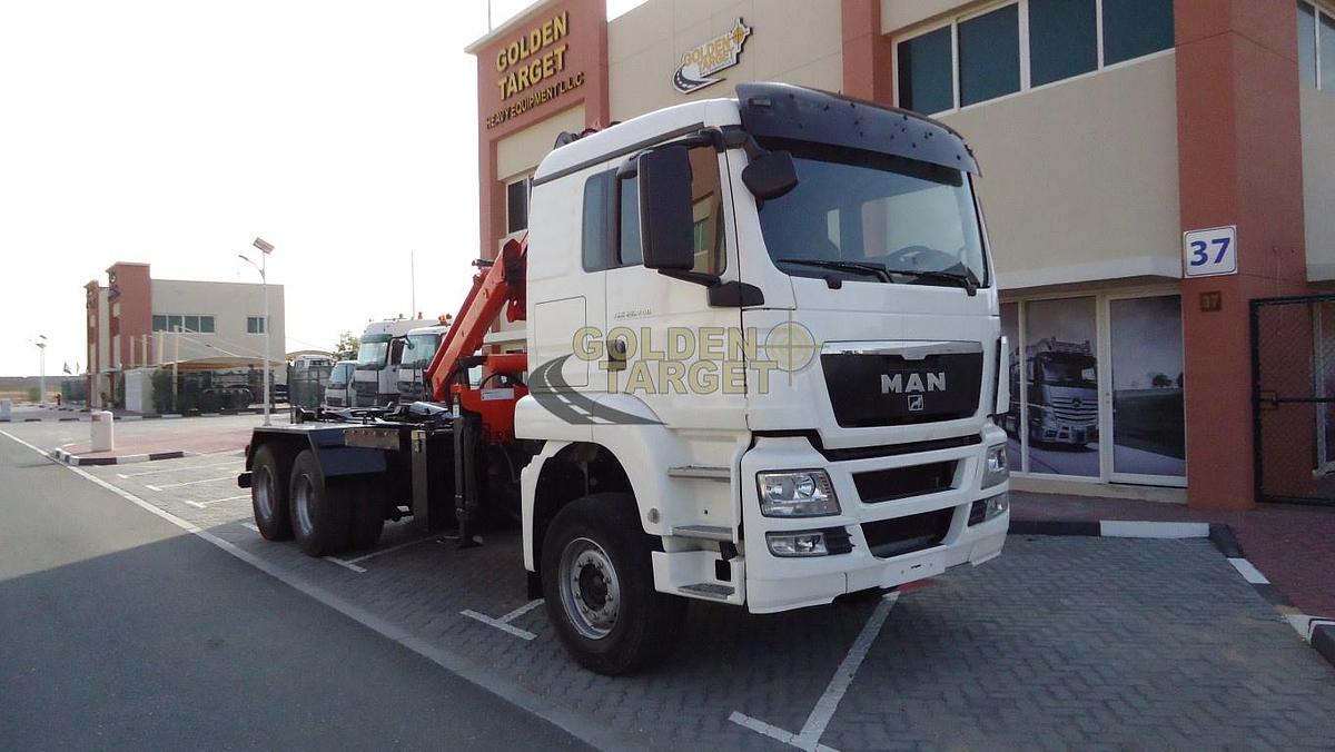 Used MAN TGS 26.440 Hook Lift Truck with Atlas 165.2E Crane 2011