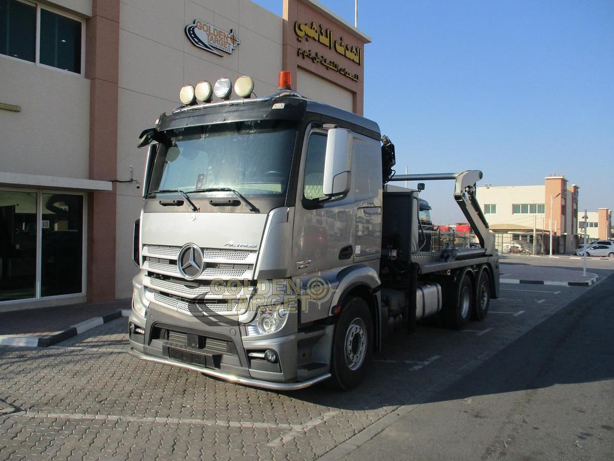 Used Mercedes Actros 2642 6×2 Double Skip Loader with HIAB Crane 2012