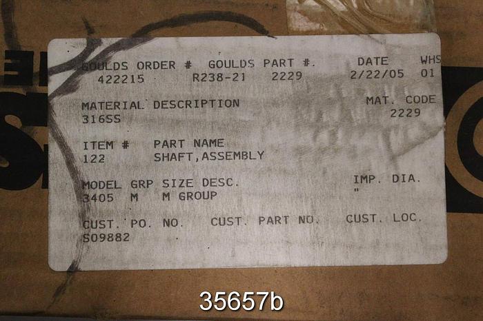 Unused Goulds 3405 M Pump Shaft Assembly #35657