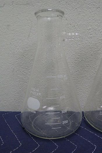 Used Lot of 4 Ace 500mL Flasks w/ #25 Top & Pyrex 5340 Erlenmeyer Filter Flask