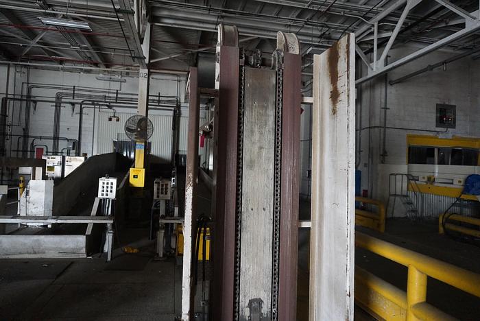 Used 50' LONG BELT CONVEYOR 64" WIDE MATERIAL W/ BALE DUMPER