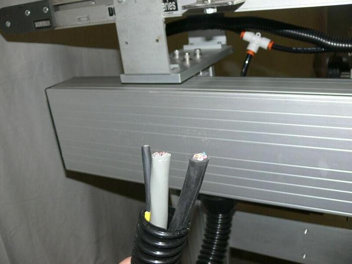 Used Accraply Pressure sensitive Side Labeler MSNO6799 w/ Dorner 2200 Conveyor