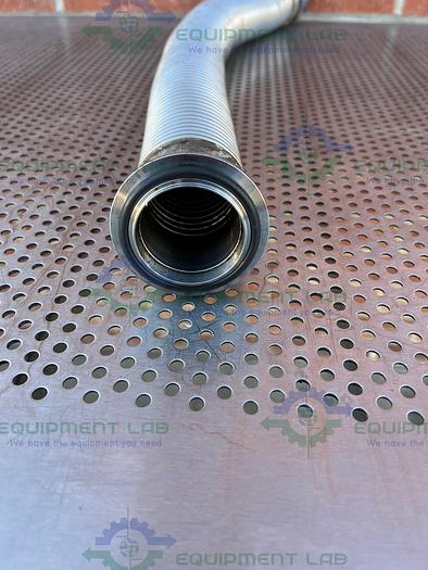 Used Stainless Steel   Flexible Vacuum 30" Hose w/ 3" Vacuum Fitting to 2" Threaded