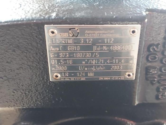 Gebraucht Etaprime Spiralblockpumpe, 3.12 112, 1-16m³/h, 21-11m, 1,1 KW, KSB,  gebraucht