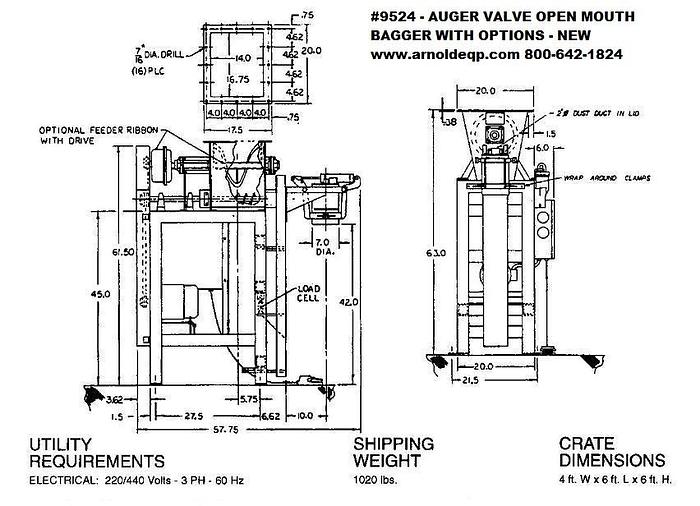 AUGER VALVE OPEN MOUTH BAGGER WITH OPTIONS – NEW – #9524