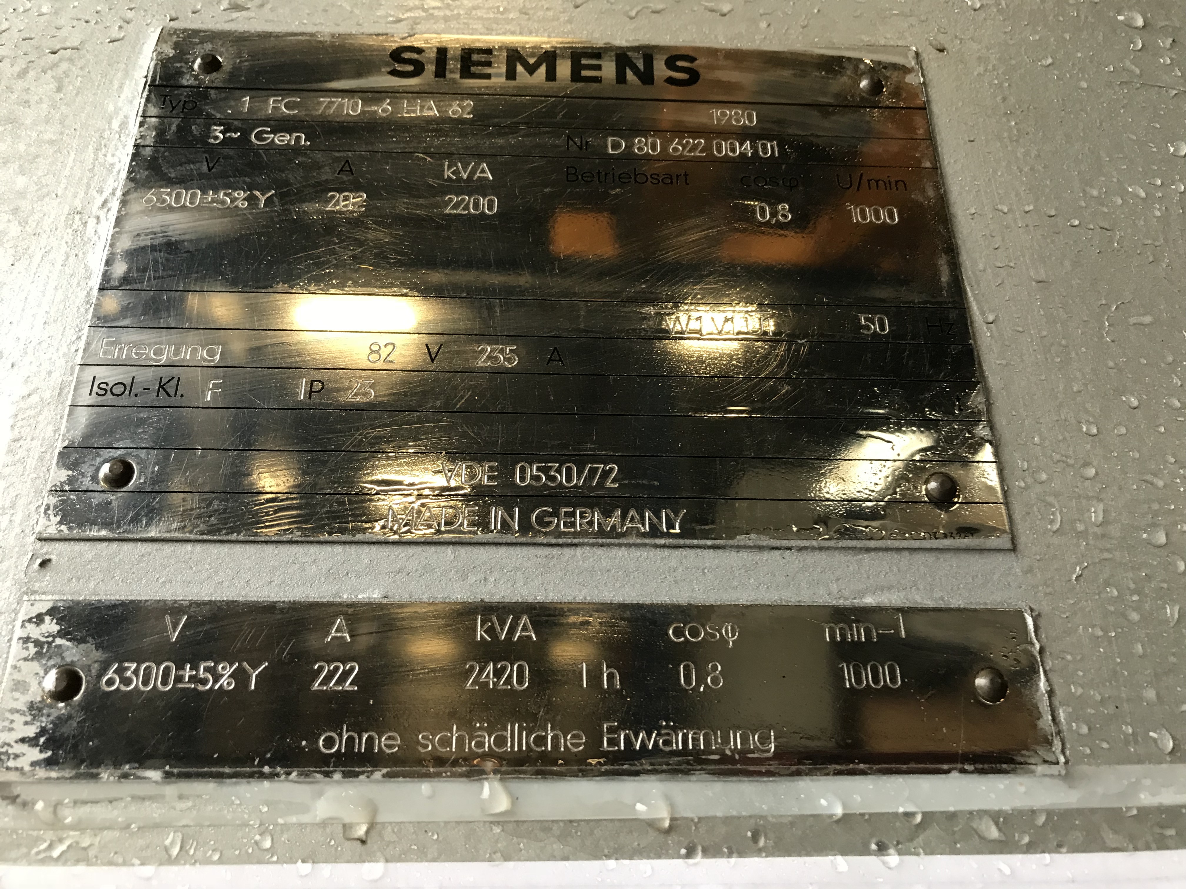 Used DEUTZ BV9M628 / SIEMENS GEN.SET 2200 KVA