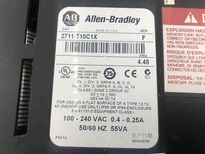 Used ALLEN BRADLEY PANELVIEW 1000 SERIES F