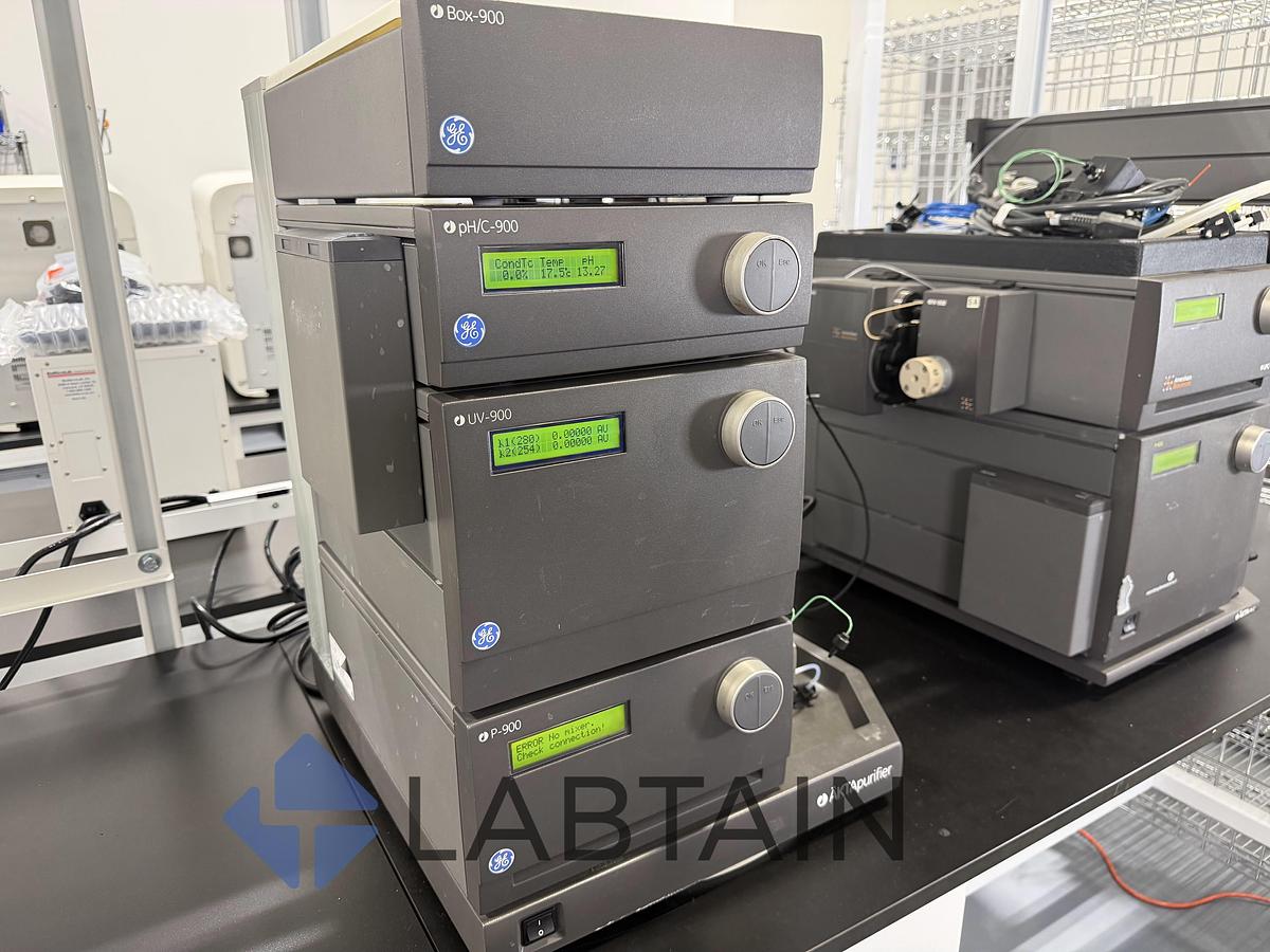 Used GE Amersham ÄKTApurifier Chromatography System with P-900, UV-900, pH/C-900, UPC-900 – Used