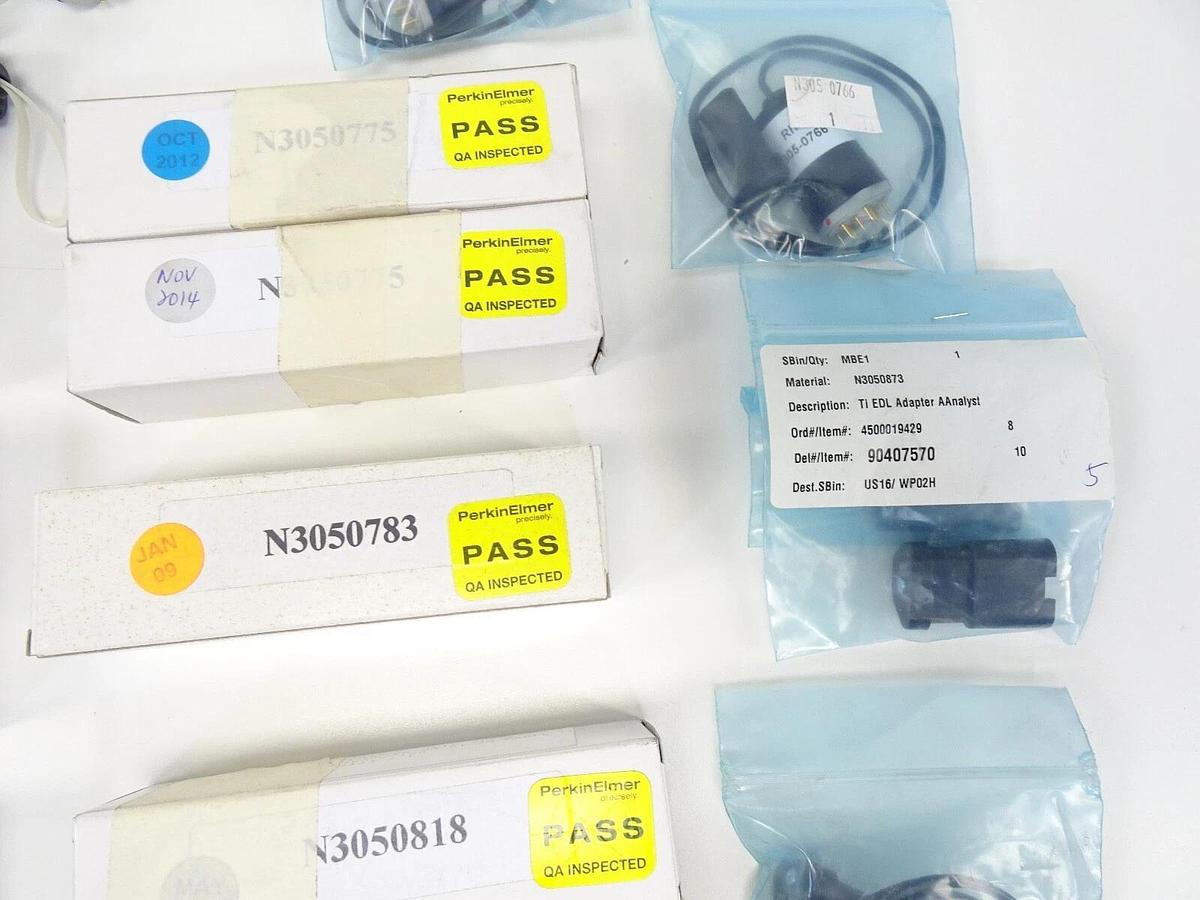 Lot of 44 Perkin Elmer Intensitron Coded Adapters for Lumina HCL – Multiple Part Numbers