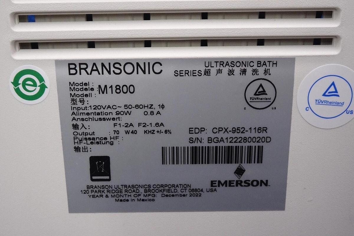 Used Bransonic M1800 Mechanical Ultrasonic Bath/Cleaner