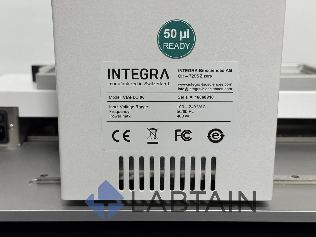 Used Integra VIAFLO 96 Automated Pipetting System – w/ 1250 µL 96-Channel Pipetting Head – S/N 16060810 – Tested